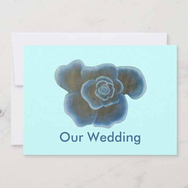 Fleur de rose bleue Invitations mariage (Devant)