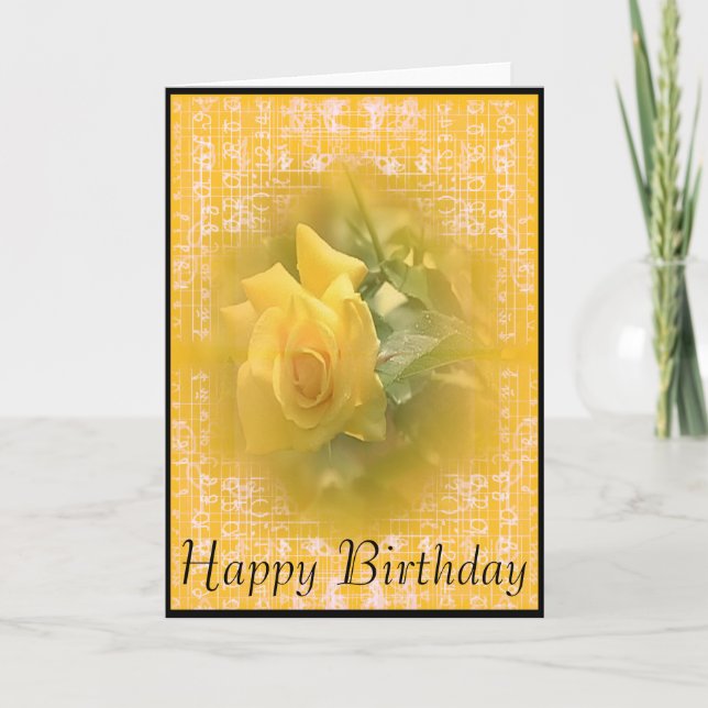 Fleur de rose jaune Bonne carte d'anniversaire (Devant)