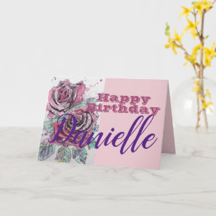 Fleur de rose rouge Bonne carte d'anniversaire des
