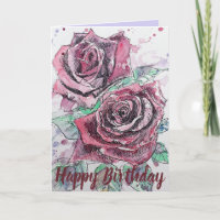 Fleur de rose rouge Floral Bonne carte d'art d'ann
