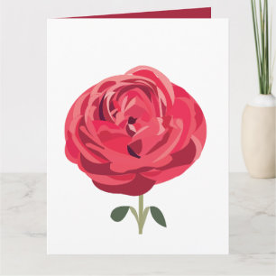 Fleur de rose rouge florale Carte de vœux rose rou