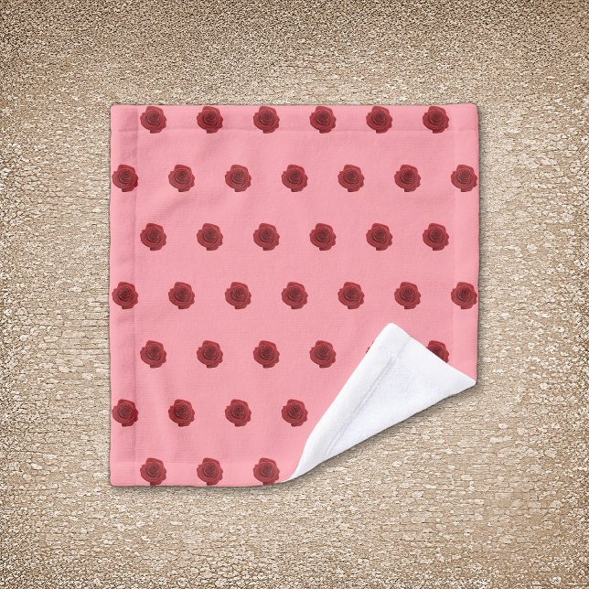 Fleur de rose rouge Motif sans couture sur linge (Red Rose flower seamless pattern on wash cloth)