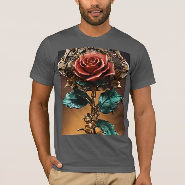 Fleur de Rose Steampunk - T-shirt d'élégance mécan (Devant)