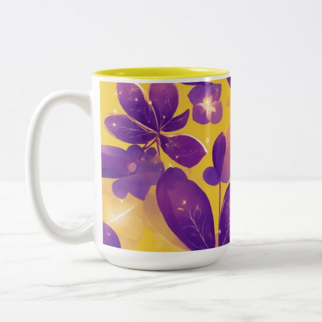 "Fleur de soleil : Mug à deux tons avec violet vif (Gauche)