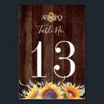 Fleur de soleil rustique | Numéro de table Mariage<br><div class="desc">Une simple carte de numéro de table en forme de tournesol pour vos invités mariages.</div>