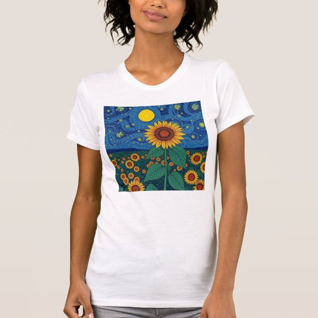 Fleur de tournesol de T-shirt féminin (Devant)