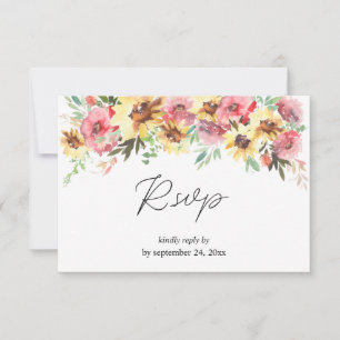 Fleur de tournesol d'été avec carte RSVP de repas