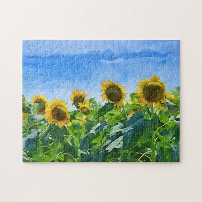 Fleur de tournesol Fleur Wild Field Art Puzzle (Horizontal)