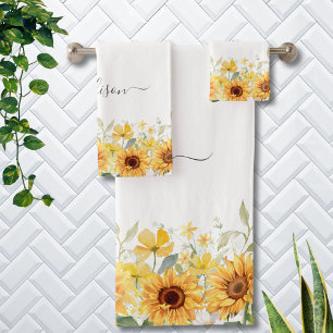 Fleur de tournesol jaune monogramme floral botaniq