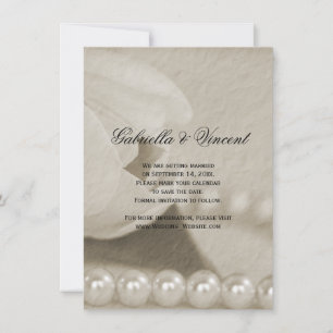 Fleur de Tulipe Blanche et Perles Carte de Pré-rés