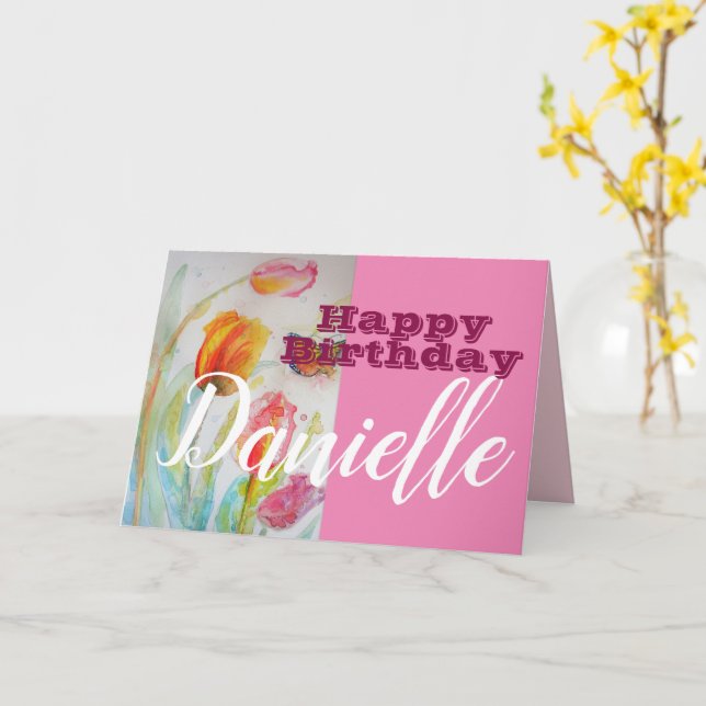 Fleur de tulipe Bonne carte de nom pour les femmes (Fleur jaune)