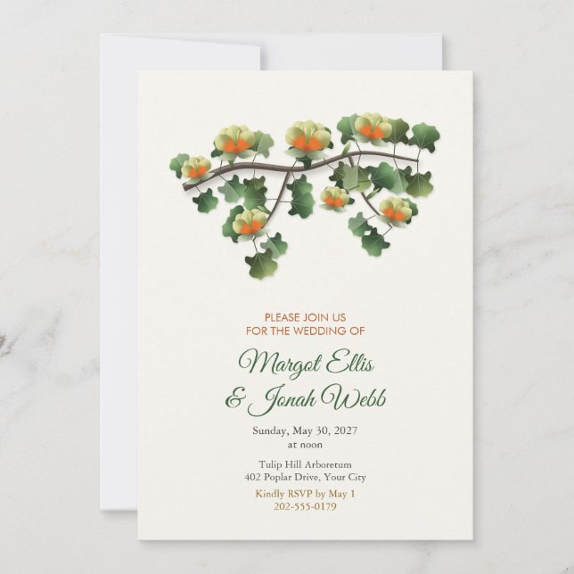 Fleur de tulipier Branche Invitation de mariage de (Devant)
