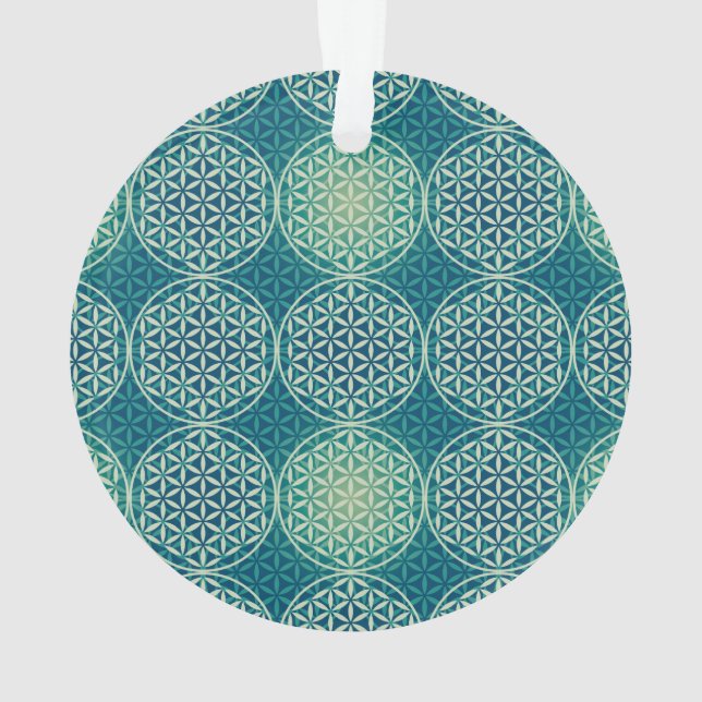 Fleur de vie - motif de timbre - bleu cyan (dos)