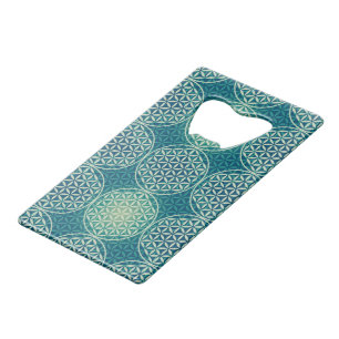 Fleur de Vie - motif de timbre - bleu cyan