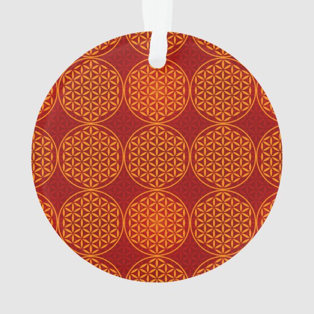 Fleur de vie - motif de timbre - orange rouge (dos)