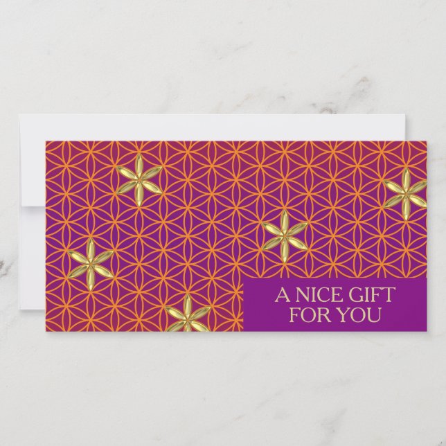 FLEUR DE VIE - motif or rouge (Devant)