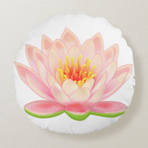 Fleur d'eau rose ronde sur Coussin blanc