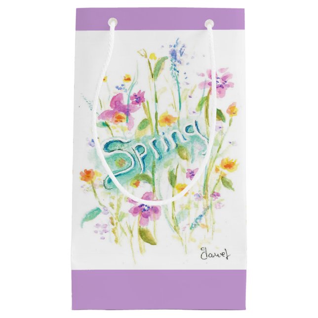 Fleur design cadeau sac en papier violet lavendar (Devant)