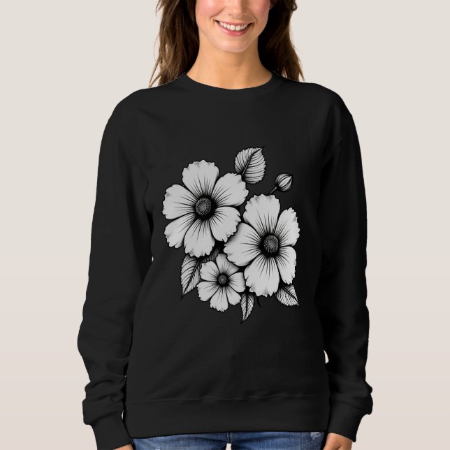 Fleur design femmes Sweatshirt de base. (Devant)