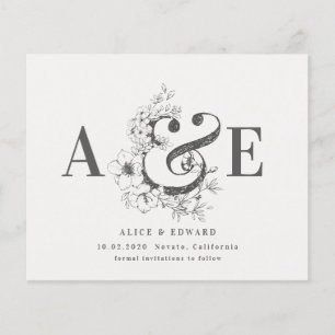 Fleur dessinée à la main enregistrer la date