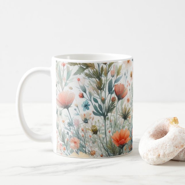 Fleur d'été sur un mug (Avec donut)