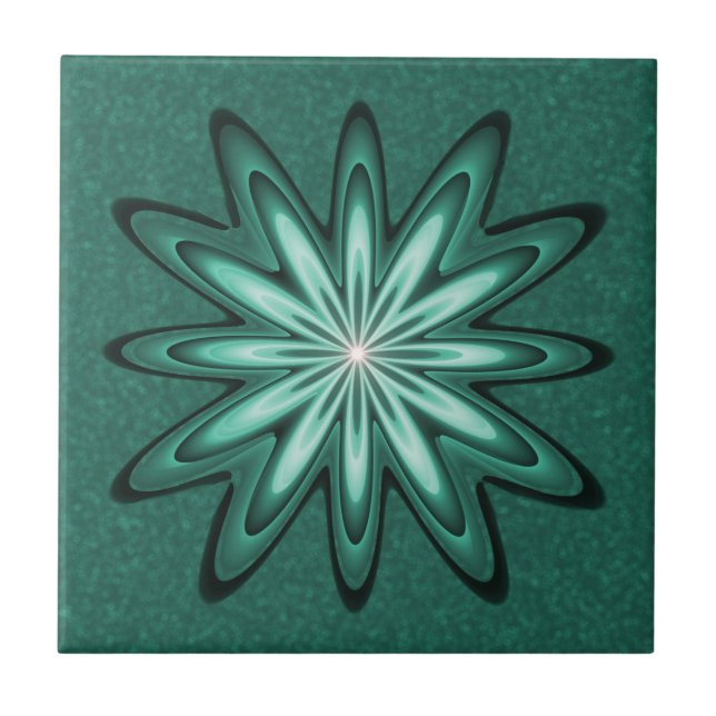 Fleur d'étoile de vert de mer sur le carreau de (Devant)