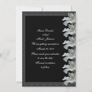 Fleur d'Hibiscus Blanc Mariage Noir Carte de Préav