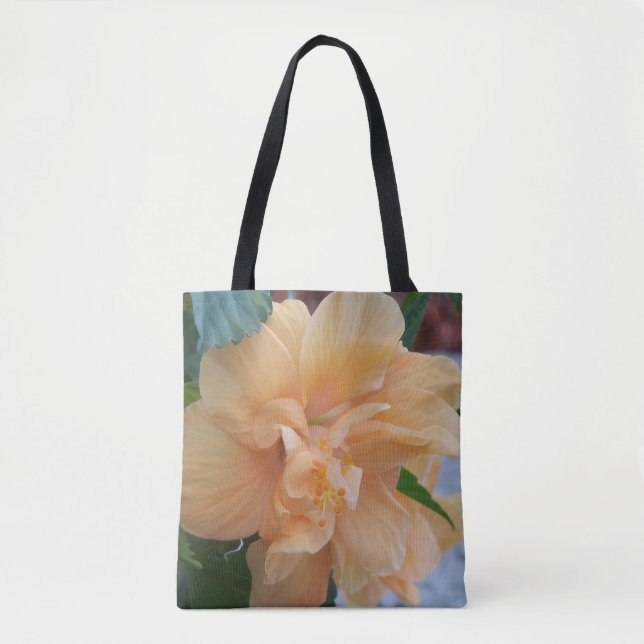 Fleur d'hibiscus orange sur un sac fourre-tout (Devant)