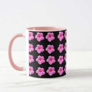Fleur D'Hibiscus Rose Et Noir, Mug De Café Combo