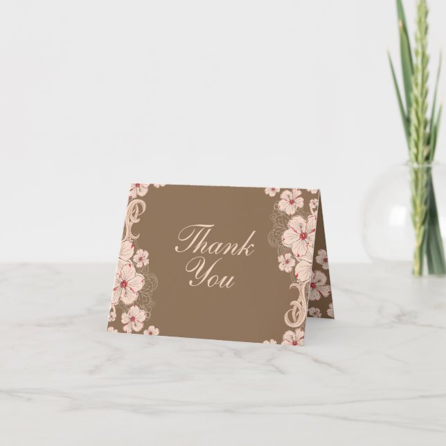 Fleur d'hibiscus rose marron chic mariage merci (Devant)