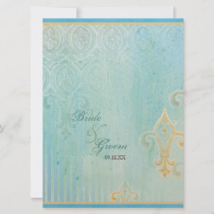 Fleur di Lys Damask 2 Blue - Faire-part de mariage