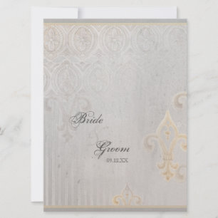 Fleur di Lys Damask 2 Gris Faire-part de mariage