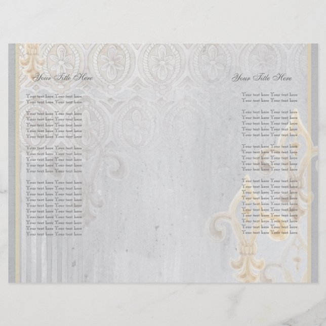 Fleur di Lys Damask 2 Gris Faire-part de mariage (Devant)