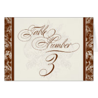 Fleur di Lys Damask - Brown 3 Cartes Numéro de Tab