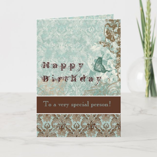 Fleur di Lys Damask - Carte Anniversaire (Devant)
