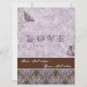 Fleur di Lys Damask - Faire-part de mariage violet