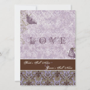 Fleur di Lys Damask - Faire-part de mariage violet