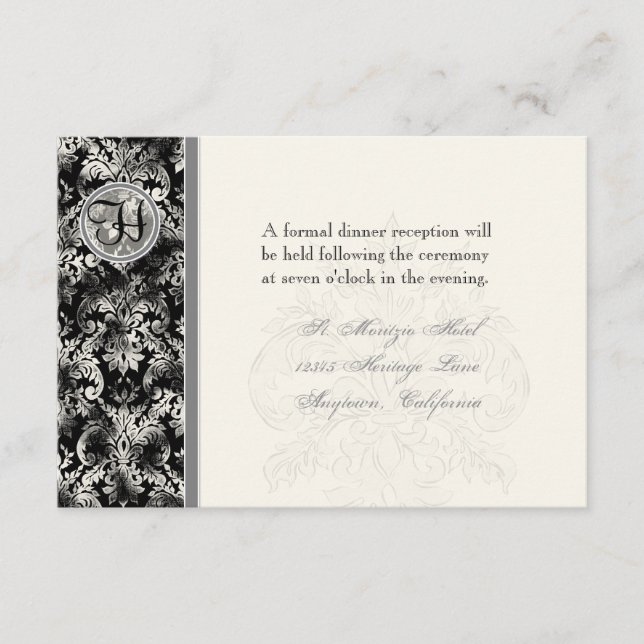 Fleur di Lys Damask - Invitation à la réception no (Devant)