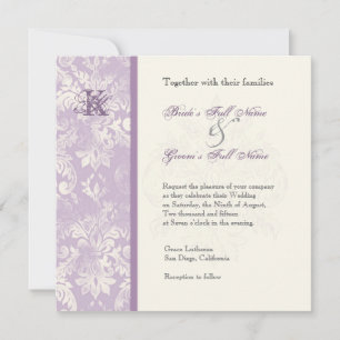 Fleur di Lys Damask - Lilac Faire-part de mariage