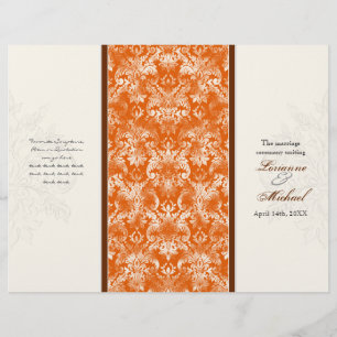 Fleur di Lys Damask Orange Formal Wedding Programm