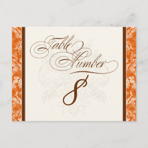 Fleur di Lys Damask Orange Numéro de table Siège