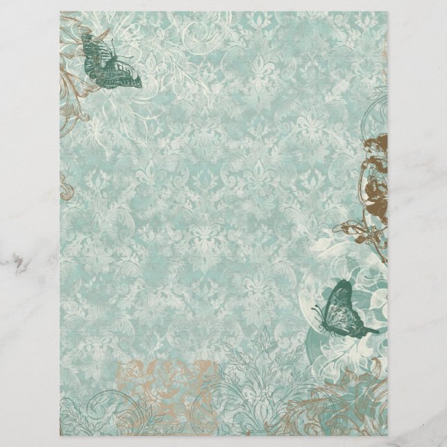 Fleur di Lys Damask - Papeterie & Recettes feuille (Devant)