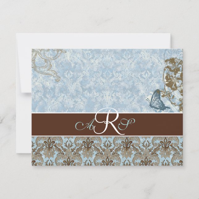 Fleur di Lys Damask vs 2 - Carte de réponse RSVP (Devant)