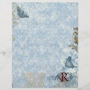 Fleur di Lys Damask vs 2 - Papier à lettres monogr