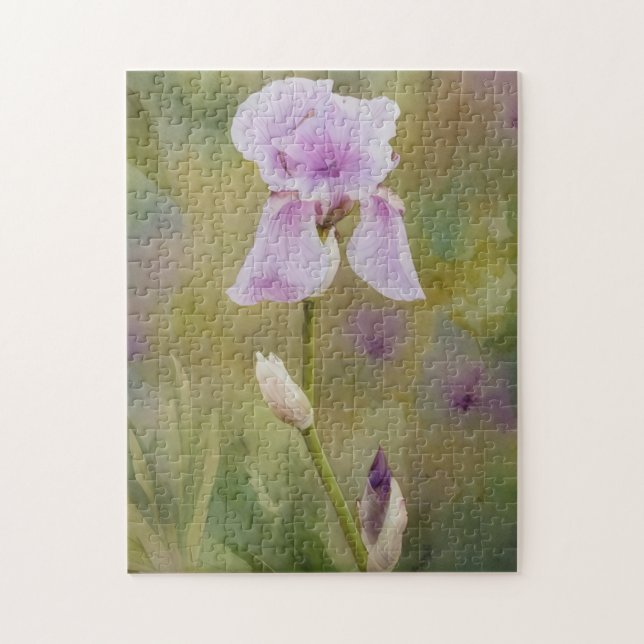 Fleur d'Iris Pourpre Puzzle d'Art Floral (Vertical)