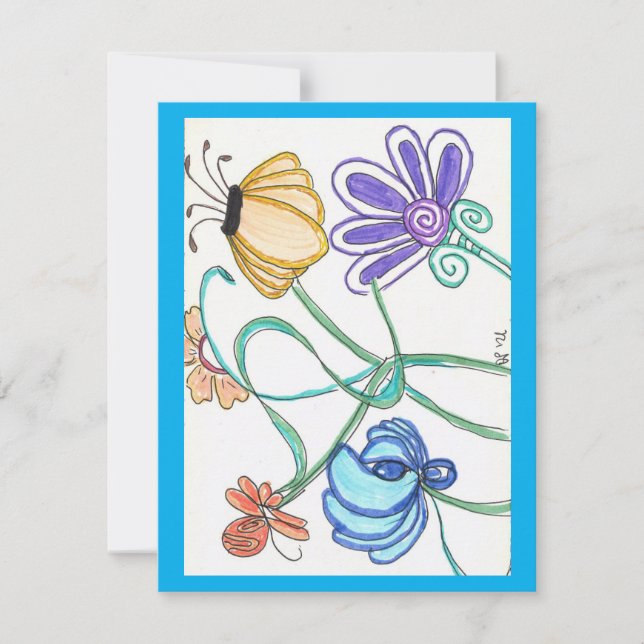 Fleur Doodle - Carte blanche (Devant)