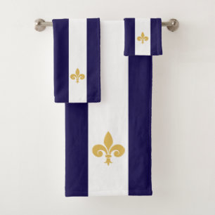 Fleur d'or sur bleu marine et blanc rayé