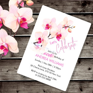 Fleur d'orchidée en fleurs Invitation pour 60e ann