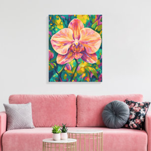 Fleur d'orchidée vibrante Art mural coloré