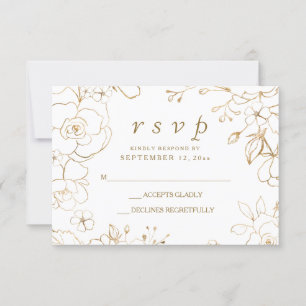 Fleur dorée Simple Élégant Mariage RSVP